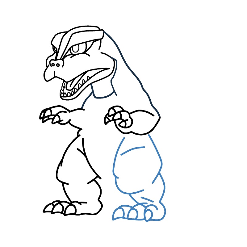 Hướng dẫn vẽ Godzilla hoạt hình đáng yêu. - Bước 8