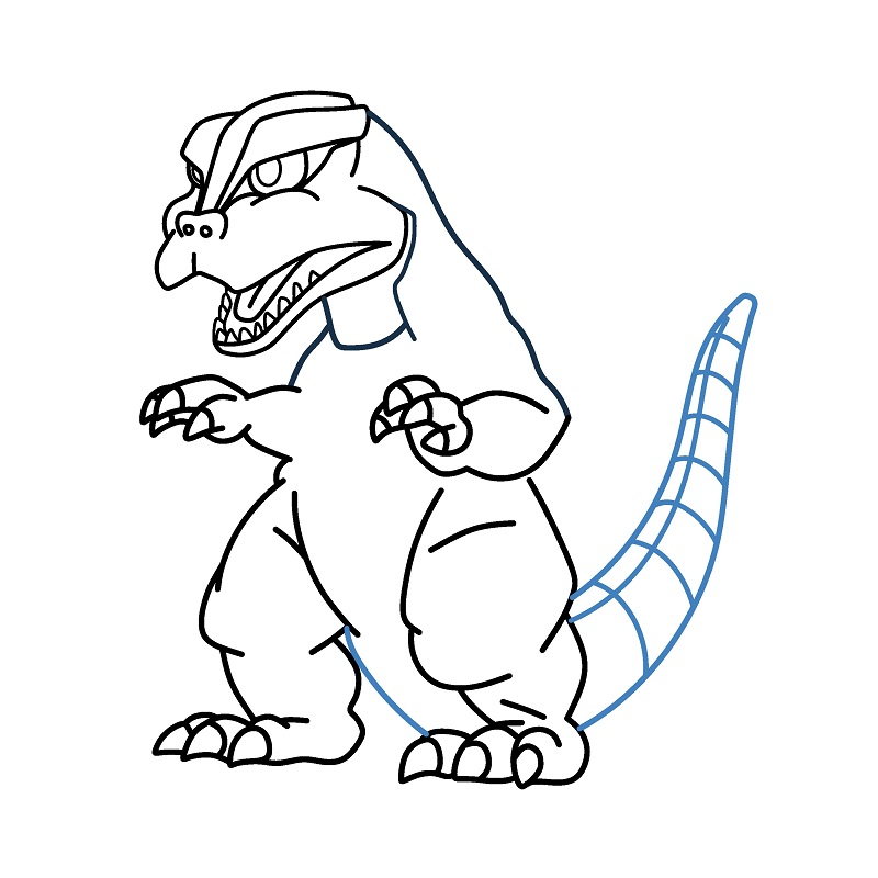 Hướng dẫn vẽ Godzilla hoạt hình đáng yêu. - Bước 9