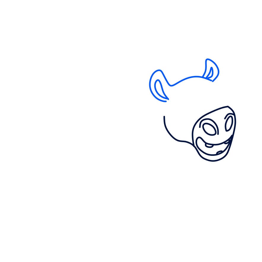 Hướng dẫn vẽ chú hà mã đang làm thợ lặn - Bước 3