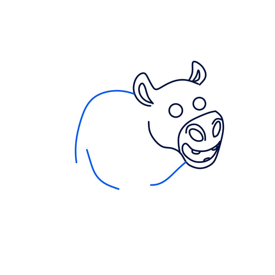 Hướng dẫn vẽ chú hà mã đang làm thợ lặn - Bước 5