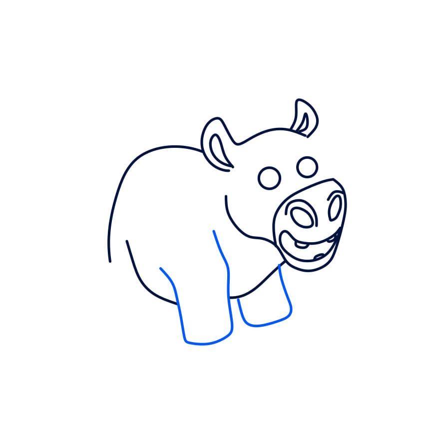 Hướng dẫn vẽ chú hà mã đang làm thợ lặn - Bước 6