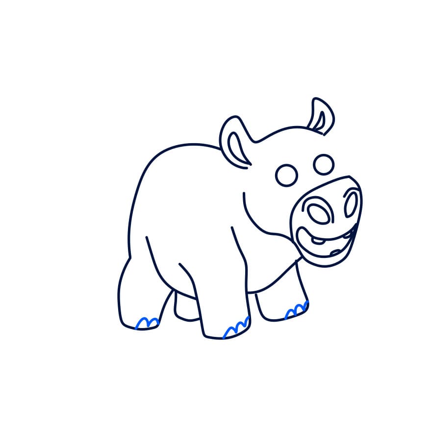 Hướng dẫn vẽ chú hà mã đang làm thợ lặn - Bước 7