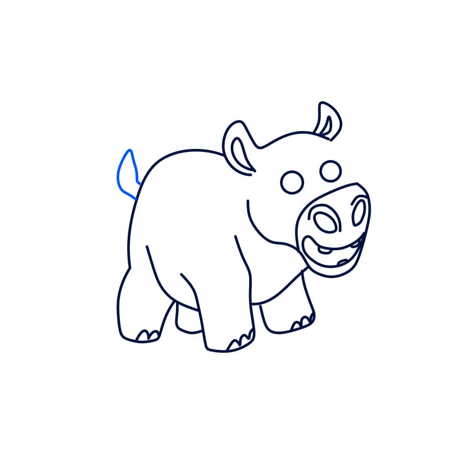 Hướng dẫn vẽ chú hà mã đang làm thợ lặn - Bước 8