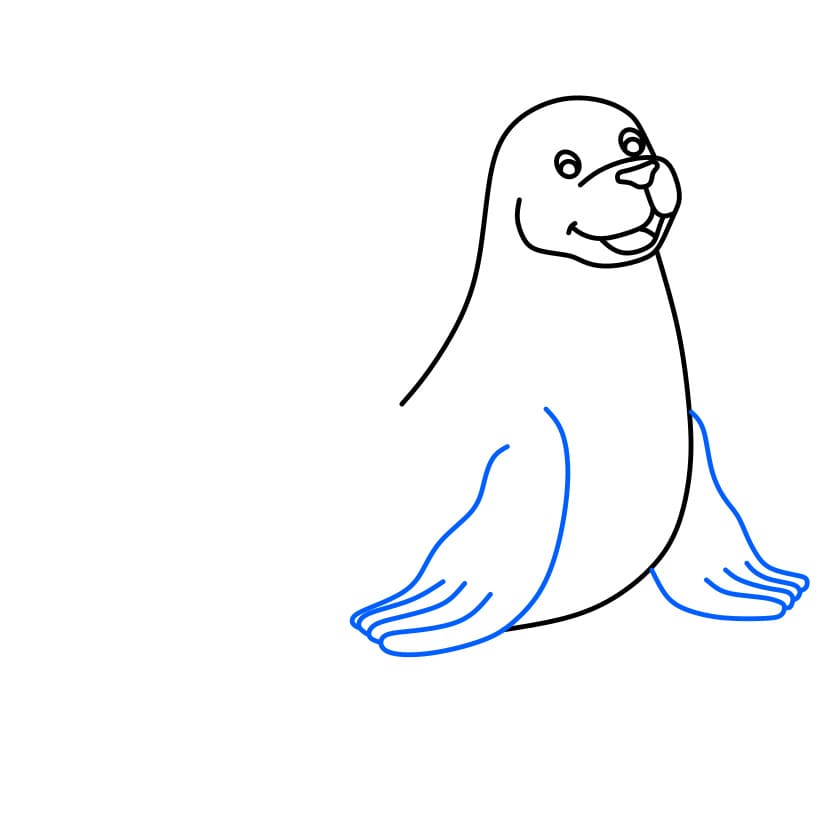 Hướng dẫn cách vẽ con hải cẩu đơn giản - Bước 3