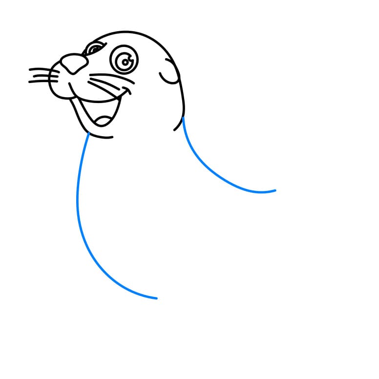 Hướng dẫn cách vẽ hải cẩu chi tiết từng bước cho bé - Bước 4