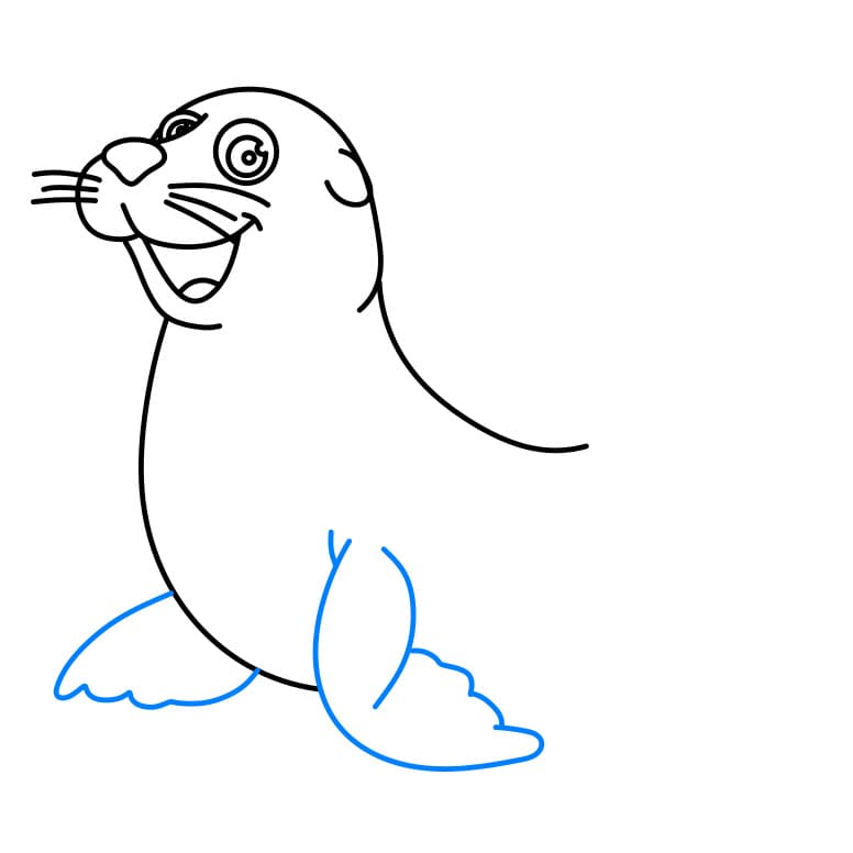 Hướng dẫn cách vẽ hải cẩu chi tiết từng bước cho bé - Bước 5