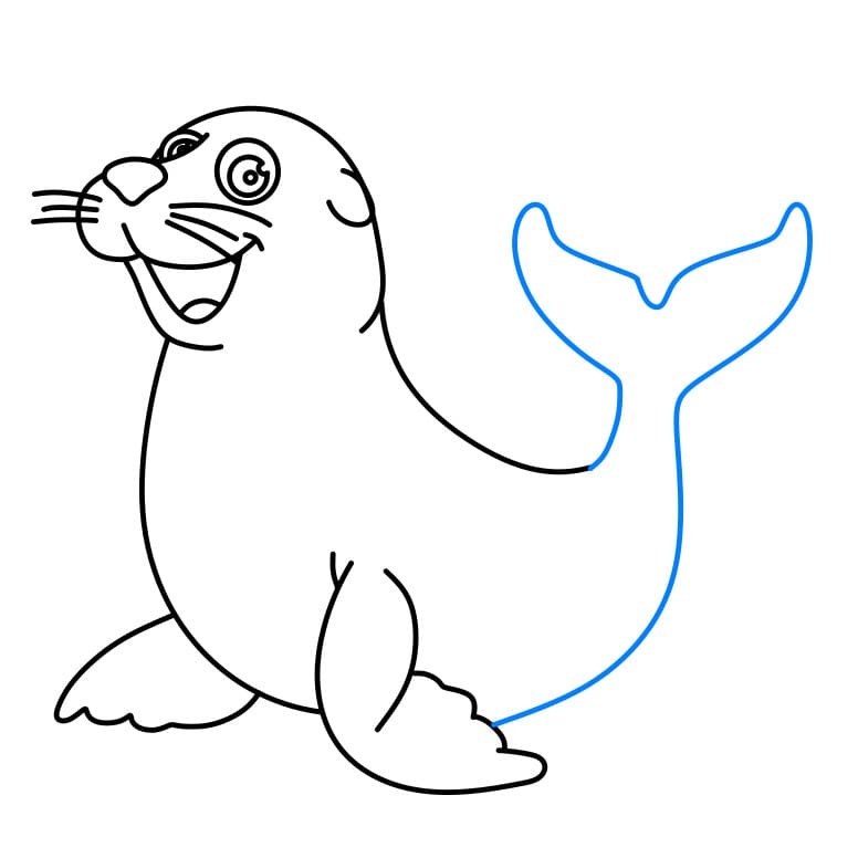 Hướng dẫn cách vẽ hải cẩu chi tiết từng bước cho bé - Bước 6