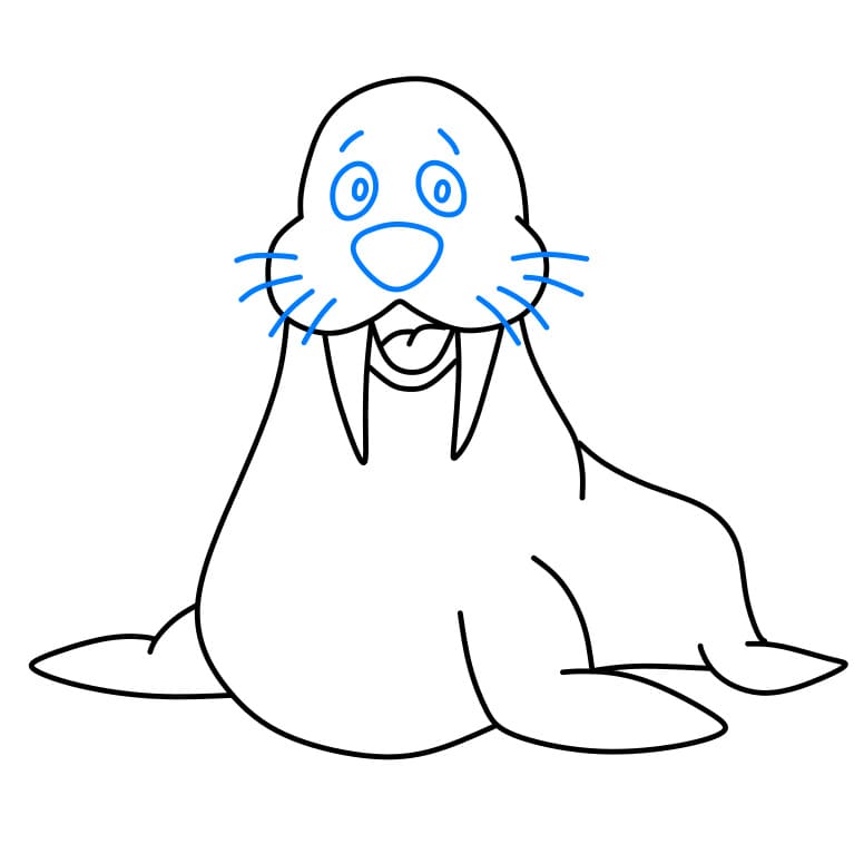 Hướng dẫn cách vẽ hải cẩu đang vui vẻ - Bước 6