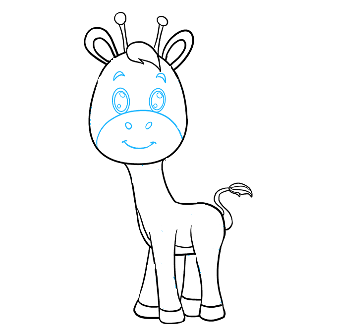 Hướng dẫn cách vẽ hươu cao cổ siêu đơn giản và trông thật ngộ nghĩnh cho bé - Bước 8