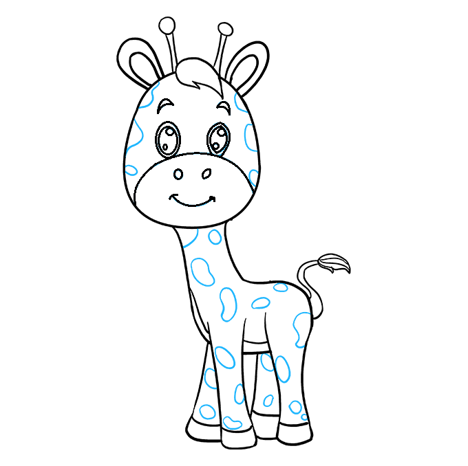 Hướng dẫn cách vẽ hươu cao cổ siêu đơn giản và trông thật ngộ nghĩnh cho bé - Bước 9