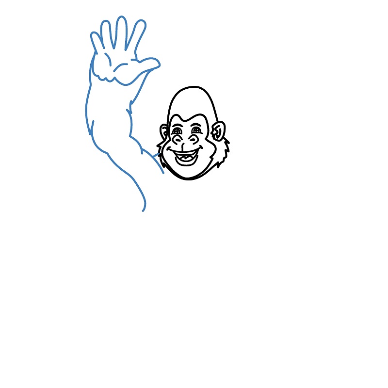 Hướng dẫn vẽ con khỉ đột đang vươn hai tay. - Bước 5