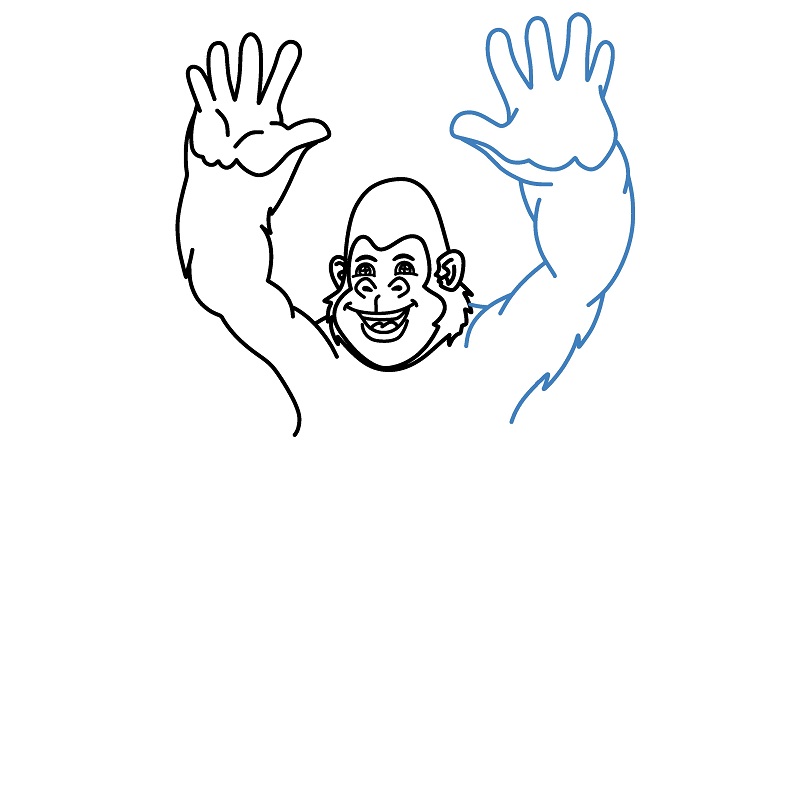 Hướng dẫn vẽ con khỉ đột đang vươn hai tay. - Bước 6