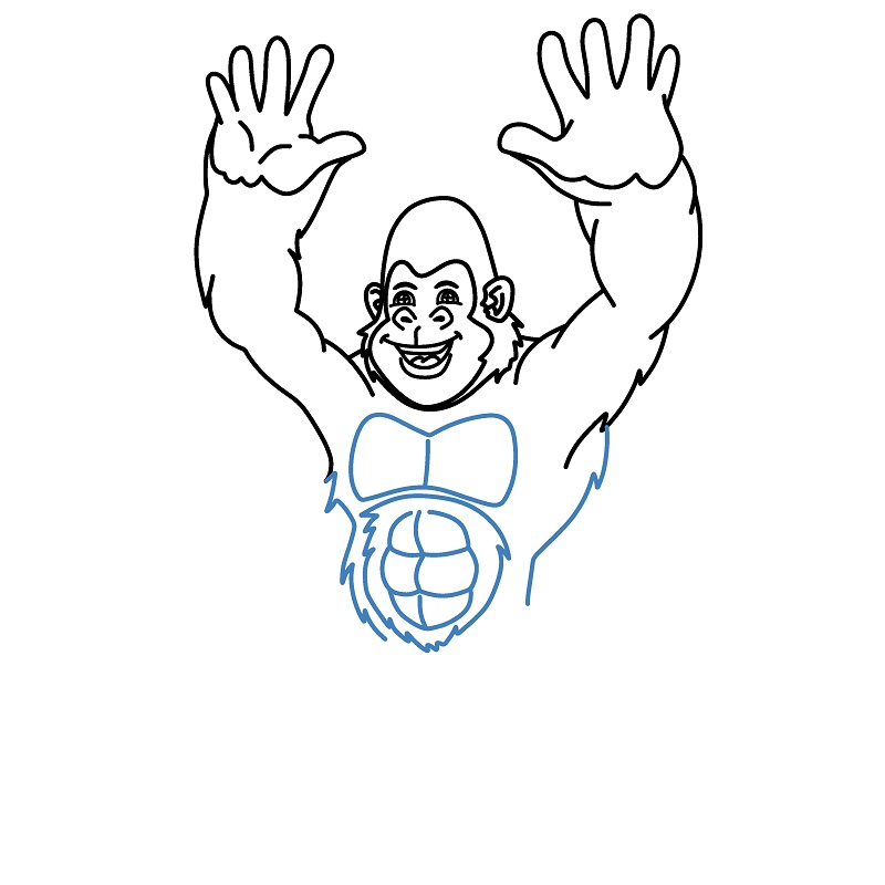 Hướng dẫn vẽ con khỉ đột đang vươn hai tay. - Bước 7