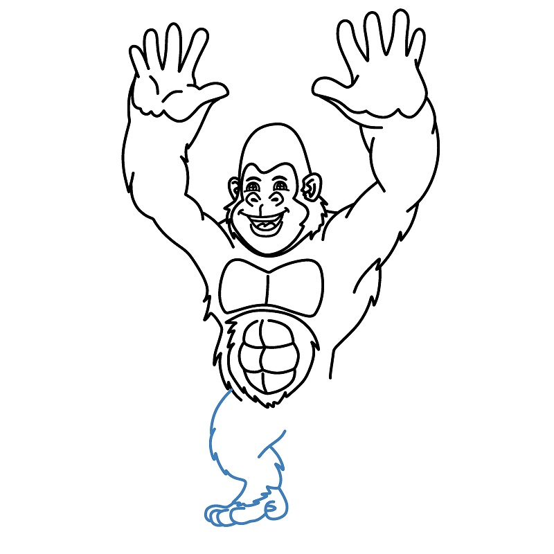 Hướng dẫn vẽ con khỉ đột đang vươn hai tay. - Bước 8