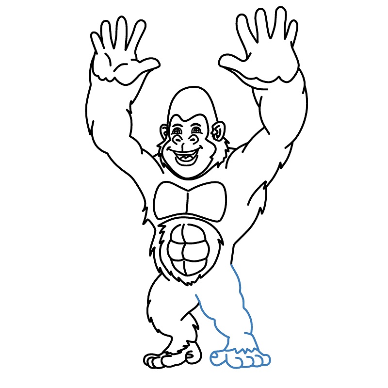 Hướng dẫn vẽ con khỉ đột đang vươn hai tay. - Bước 9