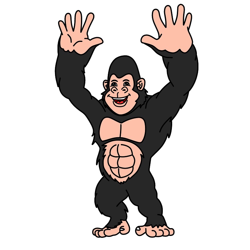 Hướng dẫn vẽ con khỉ đột đang vươn hai tay.