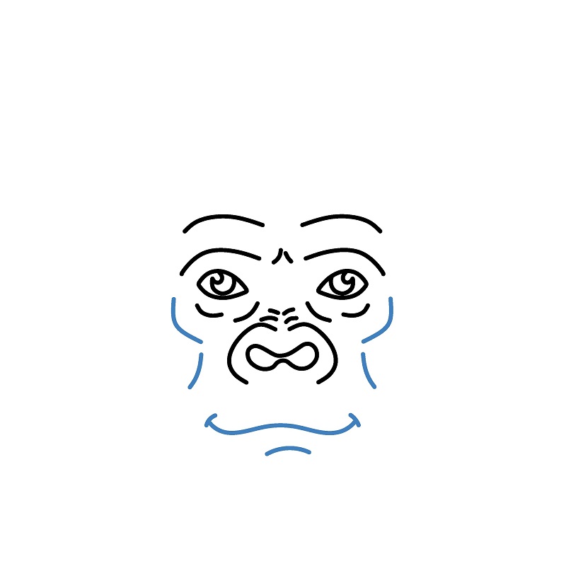 Hướng dẫn vẽ mặt của con khỉ đột. - Bước 3