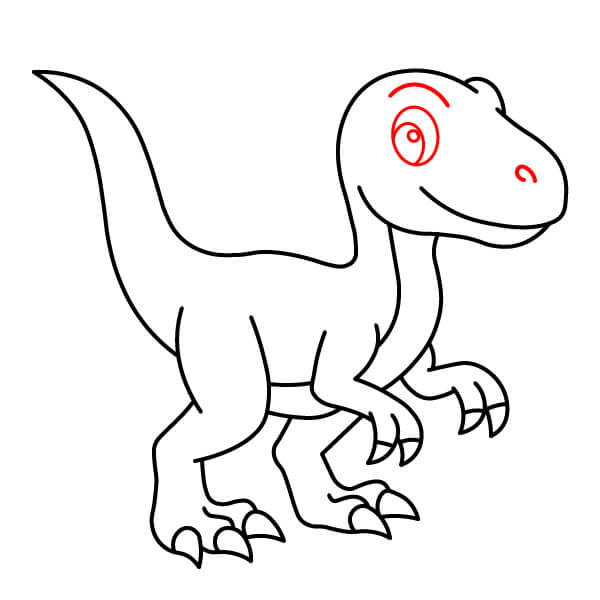 Hướng dẫn vẽ Khủng long Velociraptor đơn giản dành cho trẻ em. - Bước 12