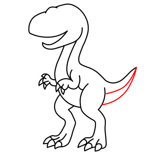 Học vẽ một chú Khủng long Velociraptor dễ thương dành cho trẻ em. - Bước 10