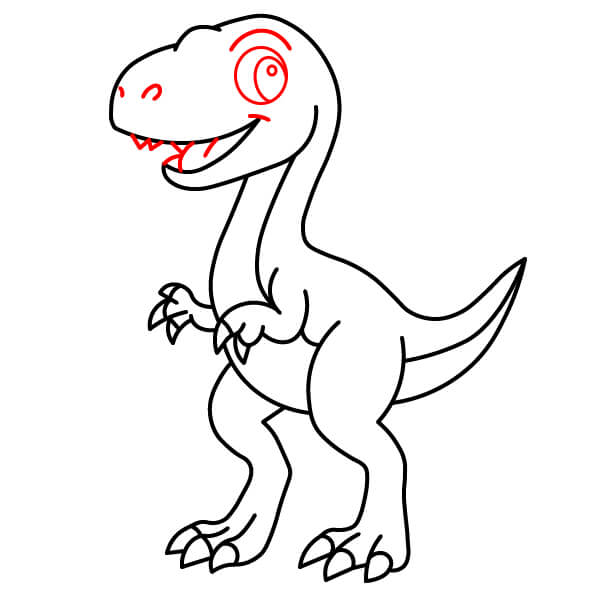 Học vẽ một chú Khủng long Velociraptor dễ thương dành cho trẻ em. - Bước 11