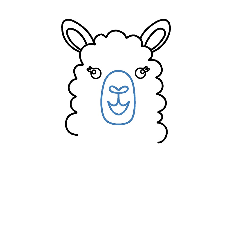 Hướng dẫn vẽ đầu của con lạc đà không bướu. - Bước 4