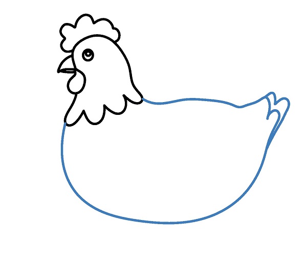 Hướng dẫn vẽ một con gà mái đang ấp trứng. - Bước 4