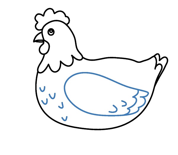 Hướng dẫn vẽ một con gà mái đang ấp trứng. - Bước 5