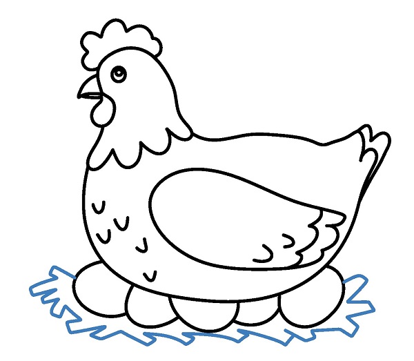 Hướng dẫn vẽ một con gà mái đang ấp trứng. - Bước 7