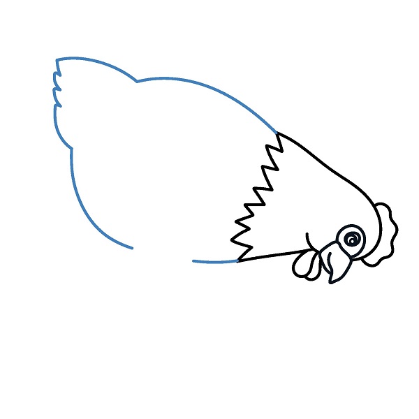 Hướng dẫn vẽ một con gà mái đang ăn. - Bước 5