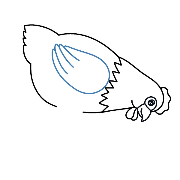 Hướng dẫn vẽ một con gà mái đang ăn. - Bước 6