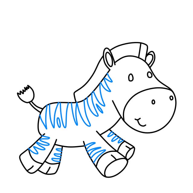 Hướng dẫn cách vẽ con ngựa vằn đơn giản và đẹp cho bé - Bước 8