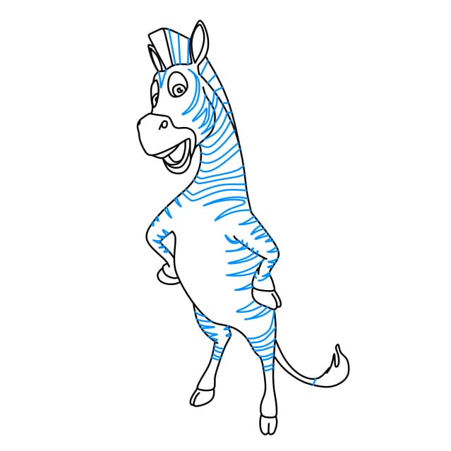 Hướng dẫn cách vẽ con ngựa vằn biết đứng bằng hai chân cho bé - Bước 11