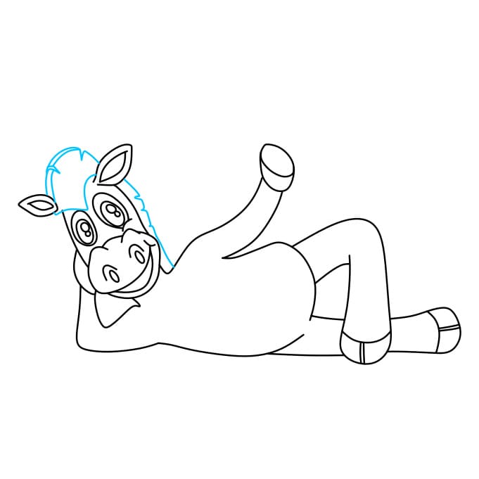 Hướng dẫn cách vẽ con ngựa vằn đang nằm thư giãn cho bé - Bước 7