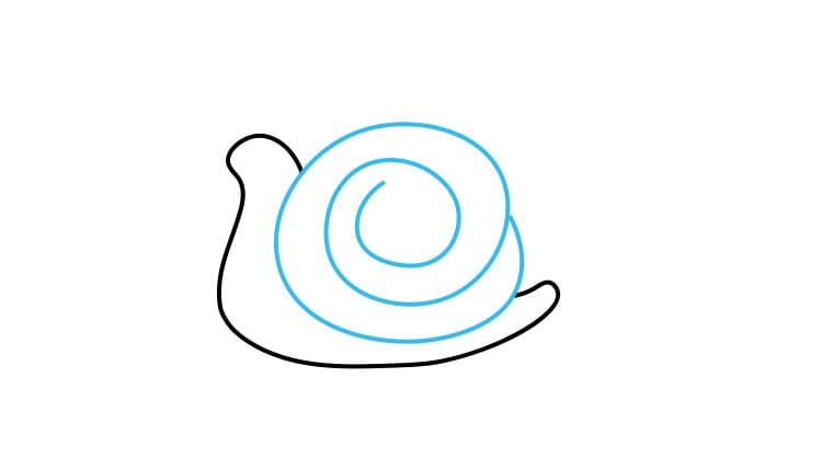 Hướng dẫn cách vẽ con ốc sên đơn giản - Bước 2