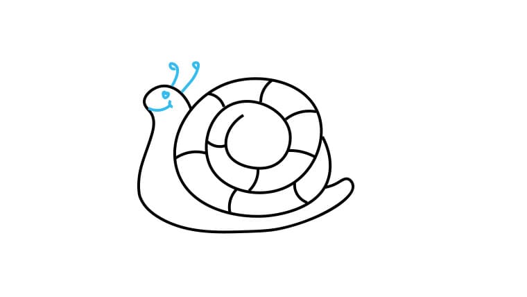 Hướng dẫn cách vẽ con ốc sên đơn giản - Bước 4