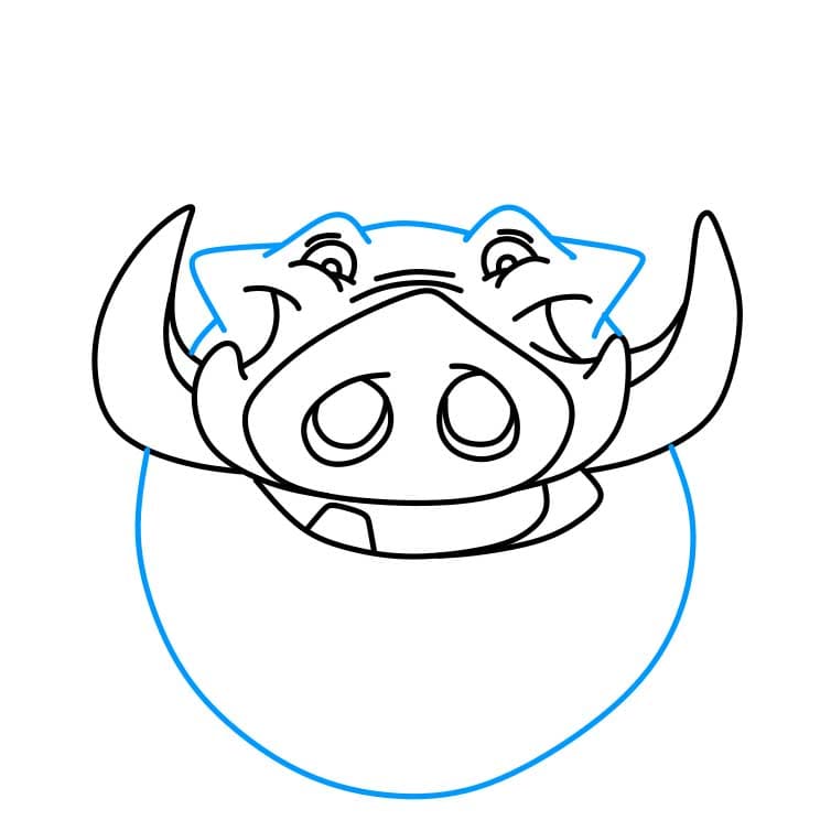 Hướng dẫn vẽ dễ dàng : chân dung Pumbaa - Bước 3