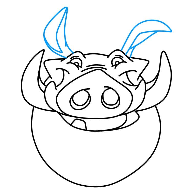 Hướng dẫn vẽ dễ dàng : chân dung Pumbaa - Bước 4