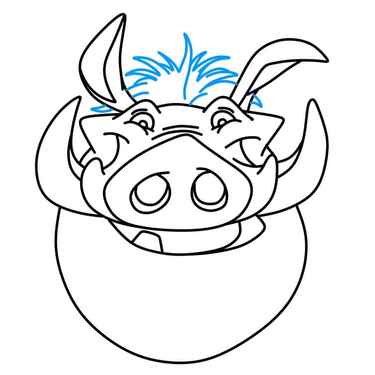 Hướng dẫn vẽ dễ dàng : chân dung Pumbaa - Bước 5