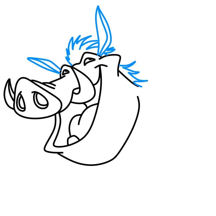 Hướng dẫn cách vẽ Pumbaa chi tiết từng bước cho bé - Bước 3