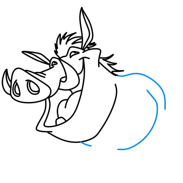 Hướng dẫn cách vẽ Pumbaa chi tiết từng bước cho bé - Bước 4