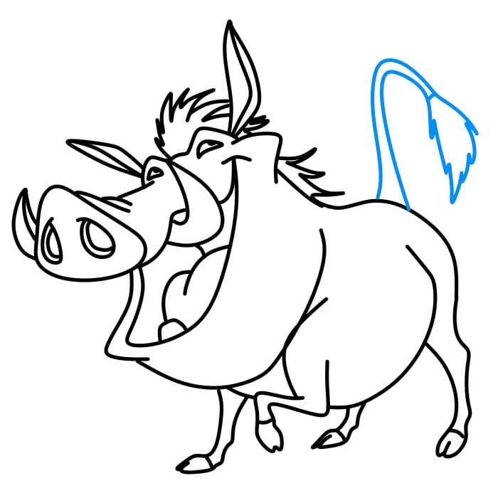 Hướng dẫn cách vẽ Pumbaa chi tiết từng bước cho bé - Bước 5