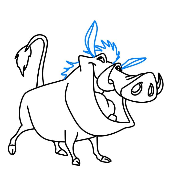 Hướng dẫn vẽ Pumbaa đơn giản dễ thương - Bước 5