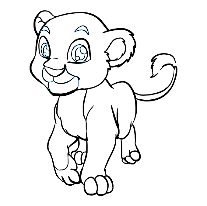 Hướng dẫn cách vẽ con sư tử chi tiết từng bước và đơn giản cho bé - Bước 7