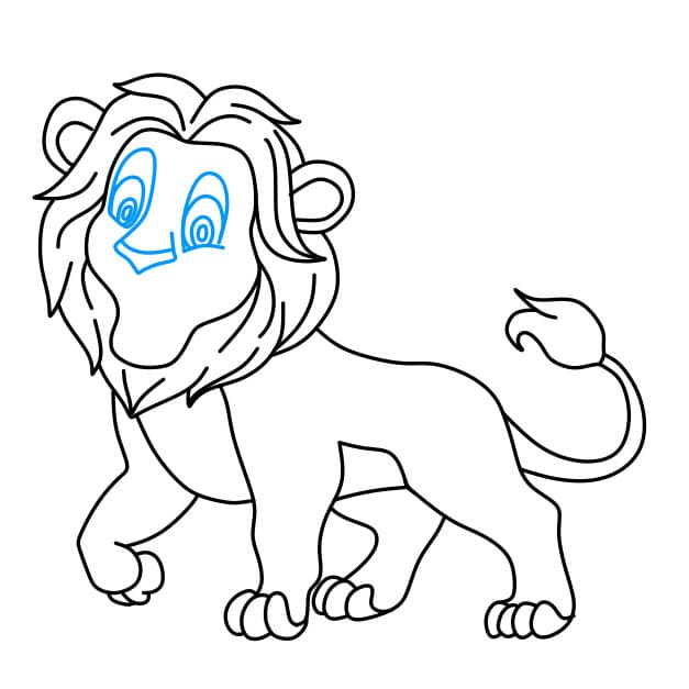 Hướng dẫn cách vẽ con Sư tử đơn giản cho bé - Bước 8