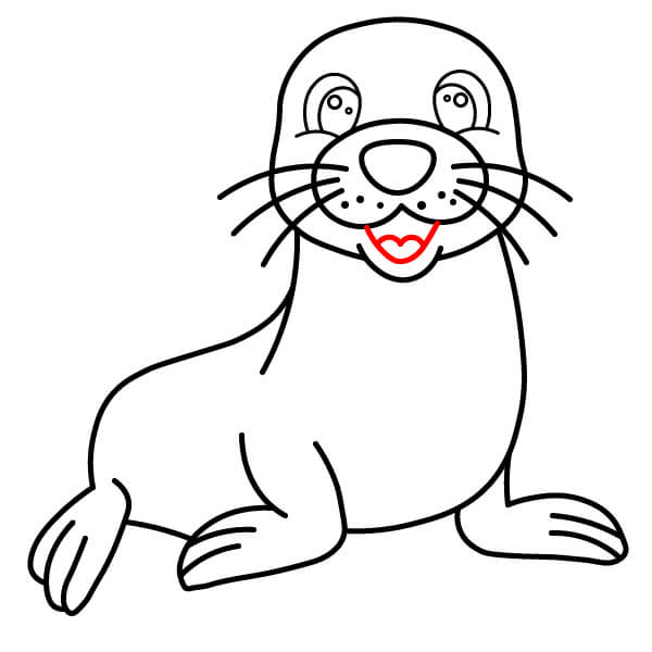 Hướng dẫn vẽ một chú Sư tử biển dễ thương cho trẻ em - Miệng