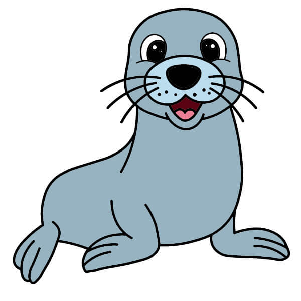 Hướng dẫn vẽ một chú Sư tử biển dễ thương cho trẻ em - Tô màu