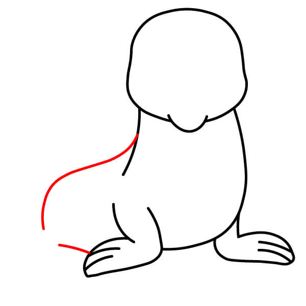 Hướng dẫn vẽ một chú Sư tử biển dễ thương cho trẻ em - Phần thân dưới