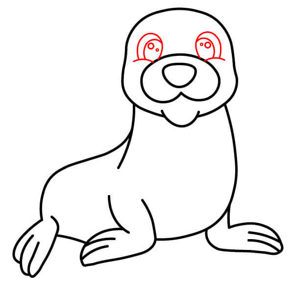 Hướng dẫn vẽ một chú Sư tử biển dễ thương cho trẻ em - Mắt