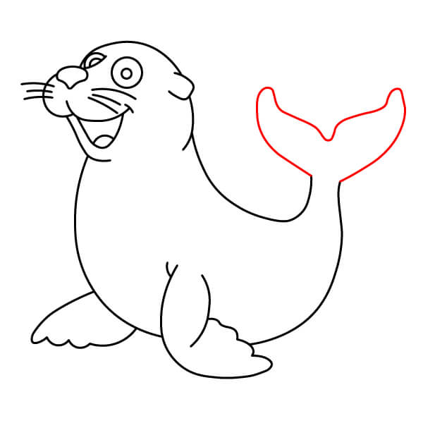 Hướng dẫn vẽ Sư tử biển đơn giản dành cho các họa sĩ trẻ. - Vây đuôi