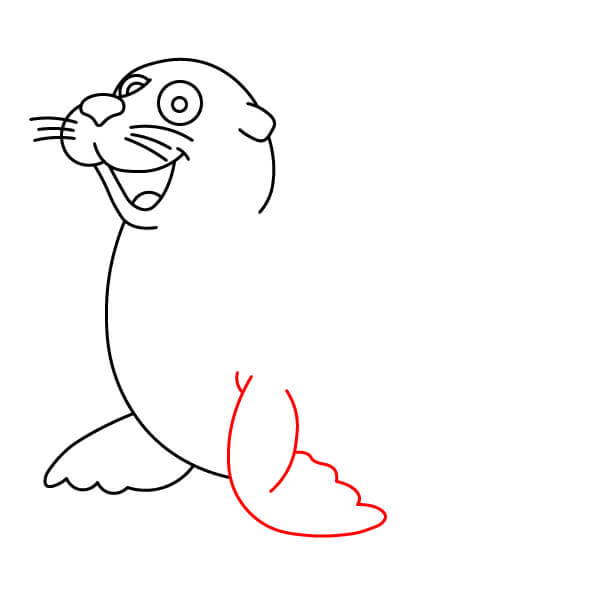 Hướng dẫn vẽ Sư tử biển đơn giản dành cho các họa sĩ trẻ. - Vây Trước Bên Phải